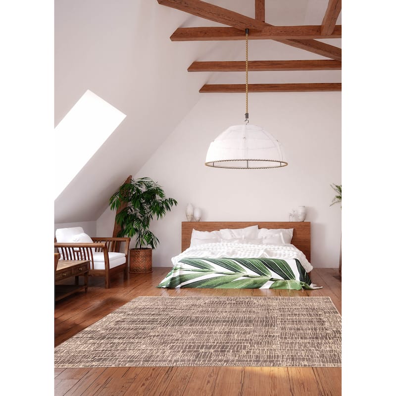 ECARPETGALLERY Hand Loomed Elysian Dark Grey Wool Rug - 7'10 x 10'0