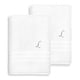 preview thumbnail 9 of 27, Authentic Hotel and Spa Omni Turkish Cotton Terry Set of 2 White Bath Towels with Grey Script Monogrammed Initial White/L