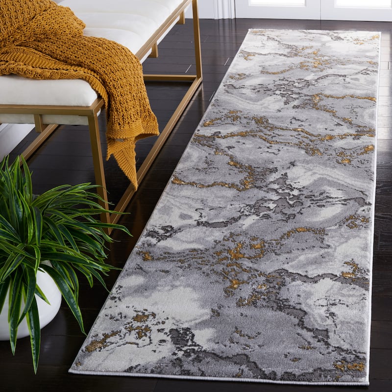SAFAVIEH Craft Meeta Modern & Contemporary Rug - 2'3" x 12' Runner - Grey/Gold - Runner