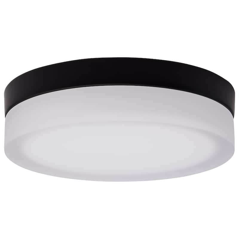 Pi 9 Inch LED Flush Mount Black Finish Frosted Etched Glass CCT Selectable 120 Volts - Black