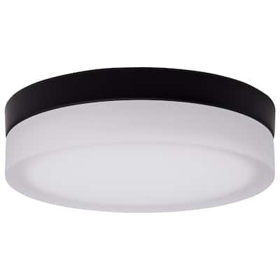 Pi 9 Inch LED Flush Mount Black Finish Frosted Etched Glass CCT Selectable 120 Volts