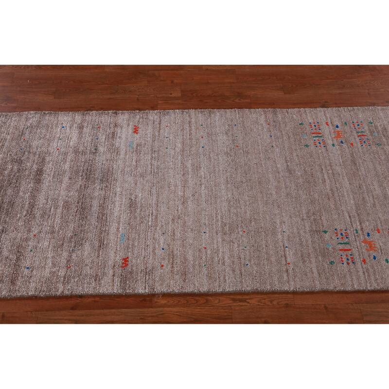 Hand Knotted Oriental 100% Wool Carpet Tribal Tribal Brown Gabbeh Runner Rug - 11' 8'' X 2' 7''