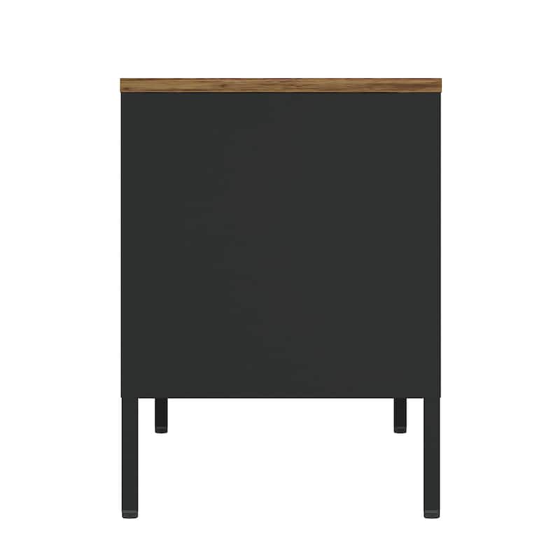 Metal Storage Cabinet with Wood Top and 6 Shelves for 40 Inch TV