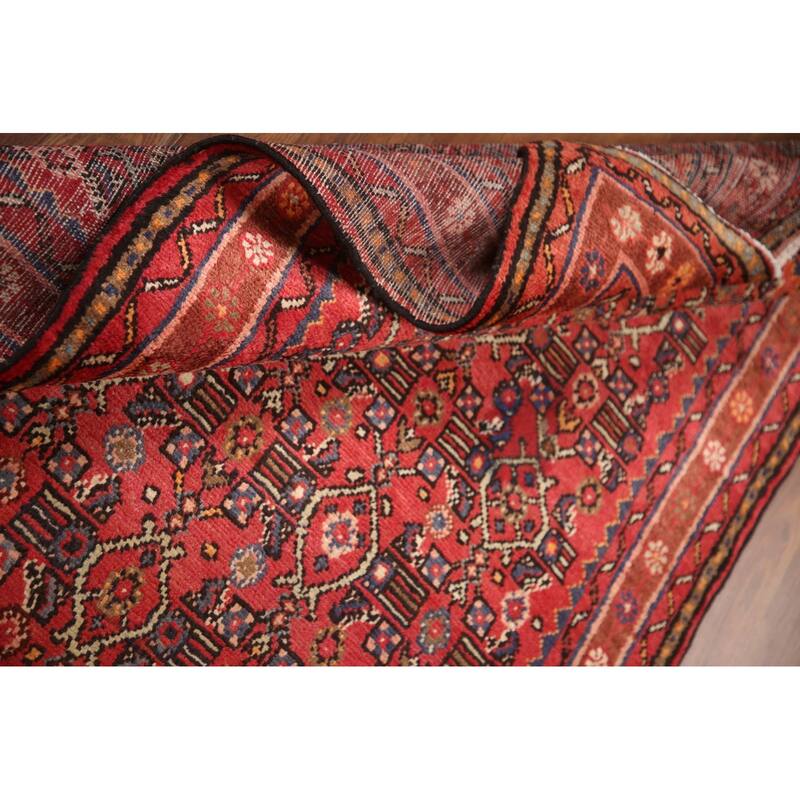 Hand Knotted Oriental 100% Wool Carpet Traditional All-Over Red Mahal Runner Rug - 9' 8'' X 3' 6''