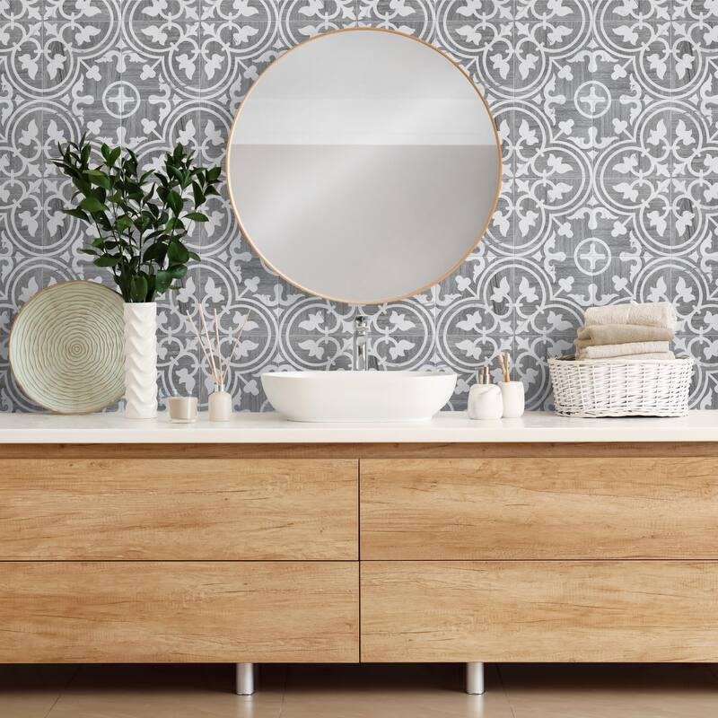 Merola Tile Llama Arte Loire Verso Silver Smoke 9-3/4" x 9-3/4" Porcelain Floor and Wall Tile - Case (16 Tiles)