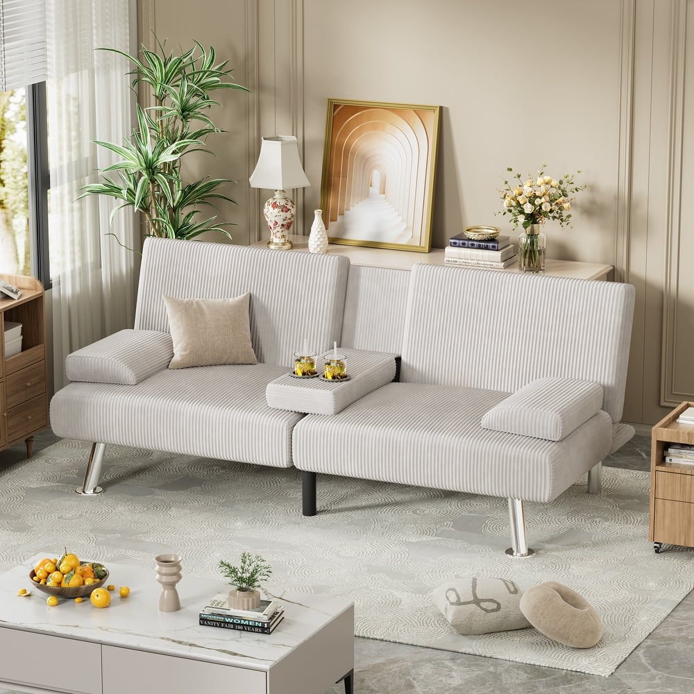 Furniwell Futons Folding Soft Cushion Sofa Bed with Adjustable Backrest Sofa