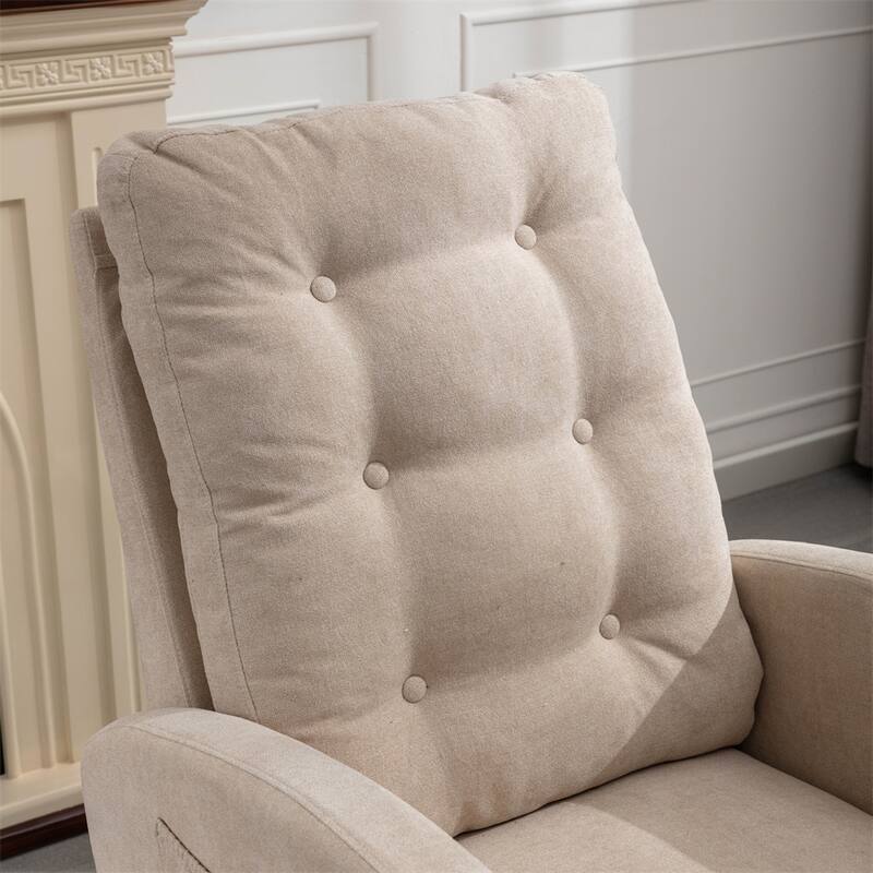 High Back Wood Rocking Chair with Footrest and Side Storage Pocket