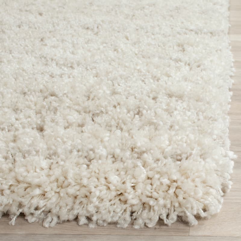 SAFAVIEH Arizona Shag Lotta Moroccan 1.2-inch Thick Rug - 6'7" x 6'7" Square - Ivory/Beige