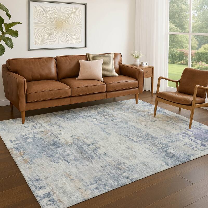 Machine Washable Indoor/ Outdoor Modern Casual Chantille Rug
