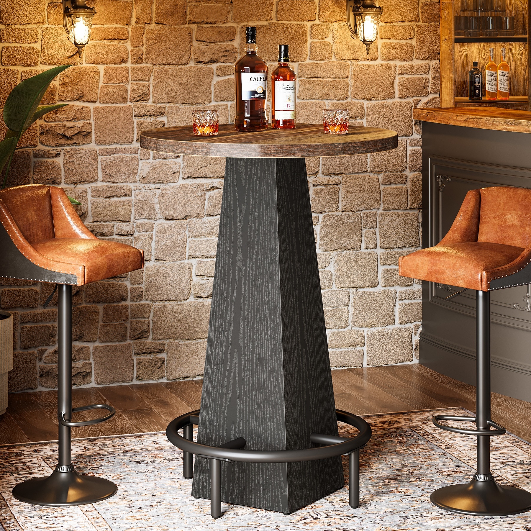 Bar Table, 37.4" High Round Pub Table for Small Bars, Dining Room