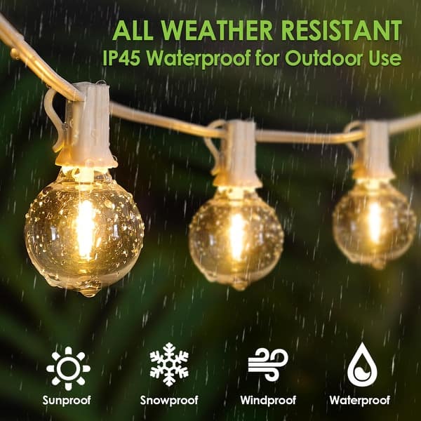 Meidaoduo 200FT White Outdoor String Lights - 2 Pack Of 100ft LED G40 Globe Lights With 104 Shatterproof Bulbs