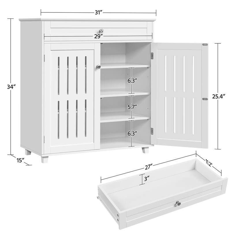 Yaheetech 4 Tier Shoe Storage Cabinet 1 Drawer Closed Adjustable Shoes Rack - 31 x 15 x 34'' (L x W x H)