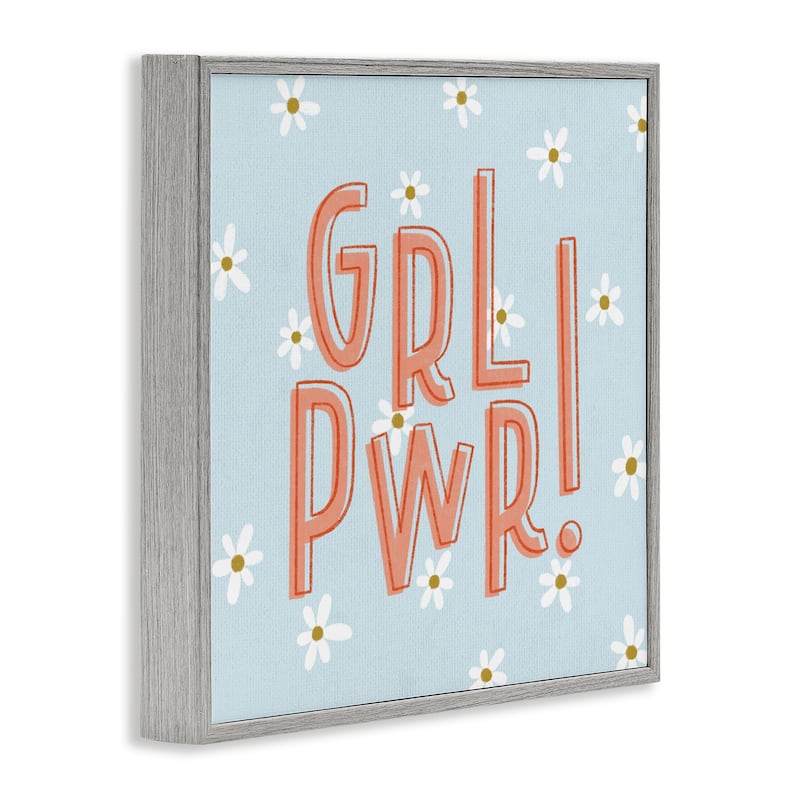 Stupell Girl Power with Daisy Patterns Framed Giclee Art Design By Sarah Hickman