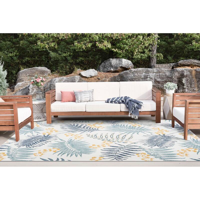 Alfresco Nautical & Coastal Floral & Botanical Reversible Indoor/Outdoor Area Rug