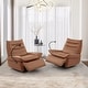 preview thumbnail 4 of 26, Genuine Italian Leather Match Power Swivel Rocker Recliner (Set of 2)