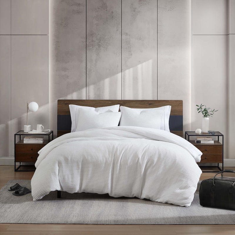 Kenneth Cole Solid Waffle Duvet Cover Set