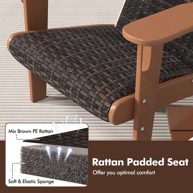 Gymax Set of 4 Adirondack Chair w/ Rattan Padded Seat & Back Wide