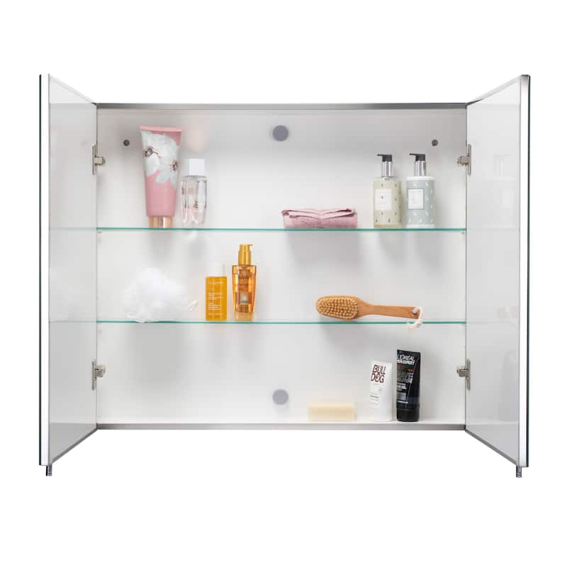 Croydex Finchley Double Door Bathroom Medicine Cabinet, Mirror Cabinet with Soft Close & Easy Install (31.5x26 in)