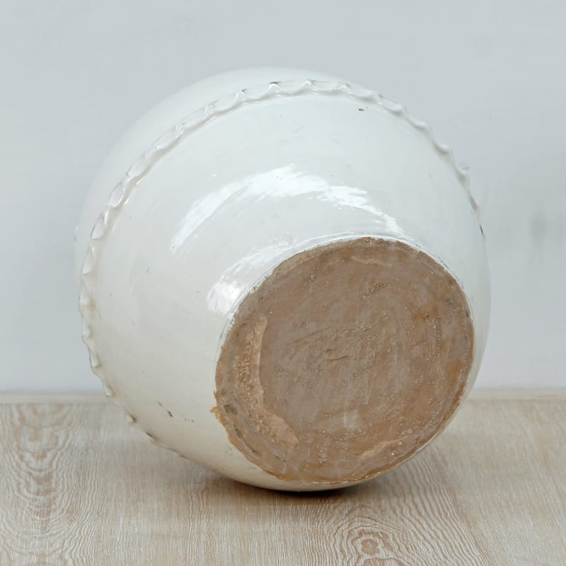 Artissance 12"H Off White Ceramic Pot with Lace Decoration