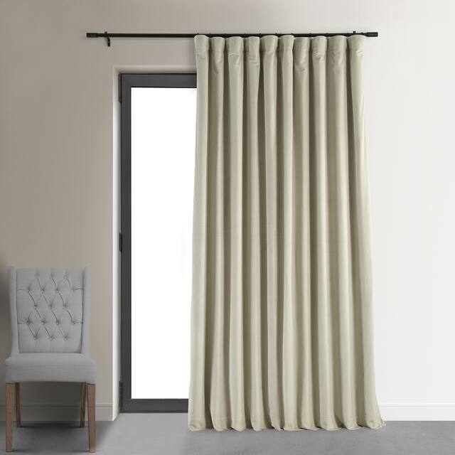 Exclusive Fabrics Signature Extra Wide Blackout Velvet Curtain (1 Panel) - Cool Beige - 100 x 84
