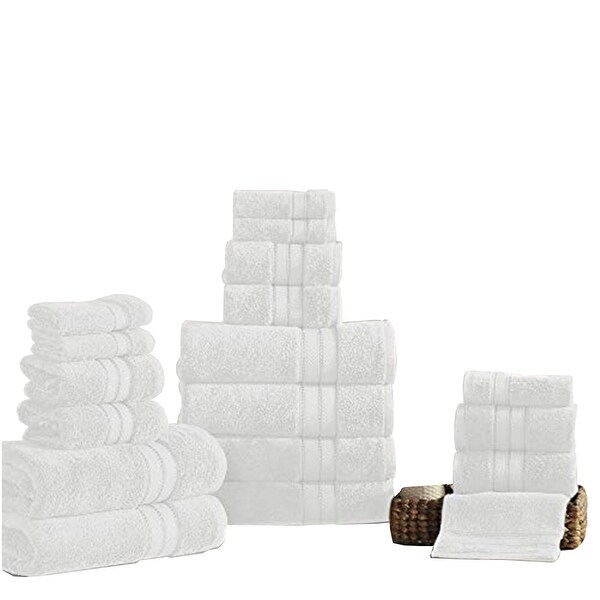 Bergamo 18 Piece Spun loft Towel Set with Striped Pattern The Urban Port, White. Opens flyout.