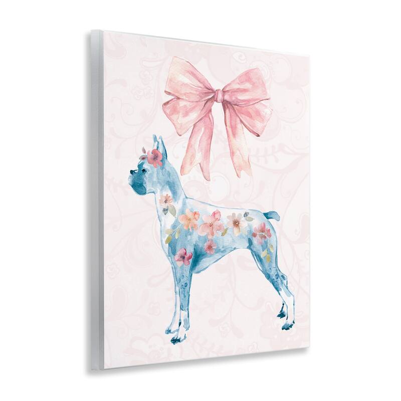 Stupell Trendy Floral Dog Wall Plaque Art Design By Carol Robinson