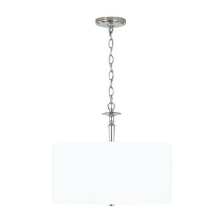 Abbie 3-light Drum Pendant w/ White Fabric Shade & White Glass DIffuser