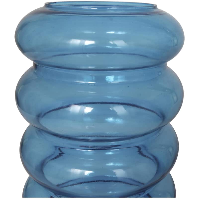 Glass Bubble Vase - Set of 2 Blue - Roche River Decor - 6"W x 6"L x 13"H
