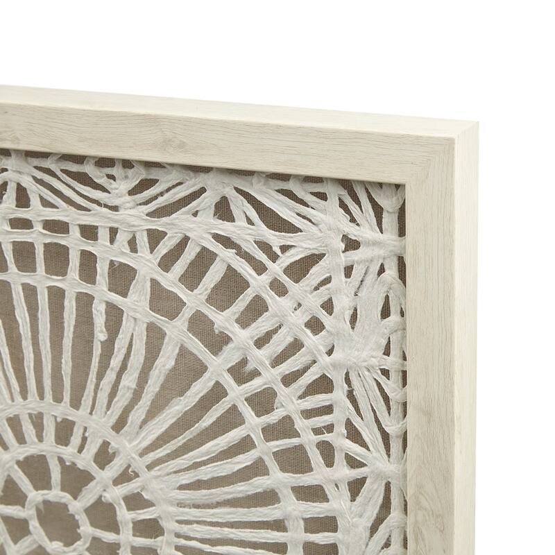 Framed Medallion Rice Paper Shadow Box Wall Decor - White