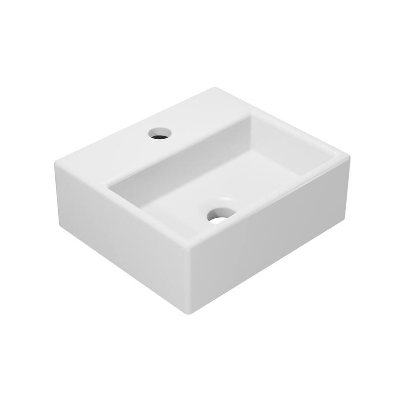 WS Bath Collections Quattro 13" Rectangular Ceramic Vessel or Wall - Matte White
