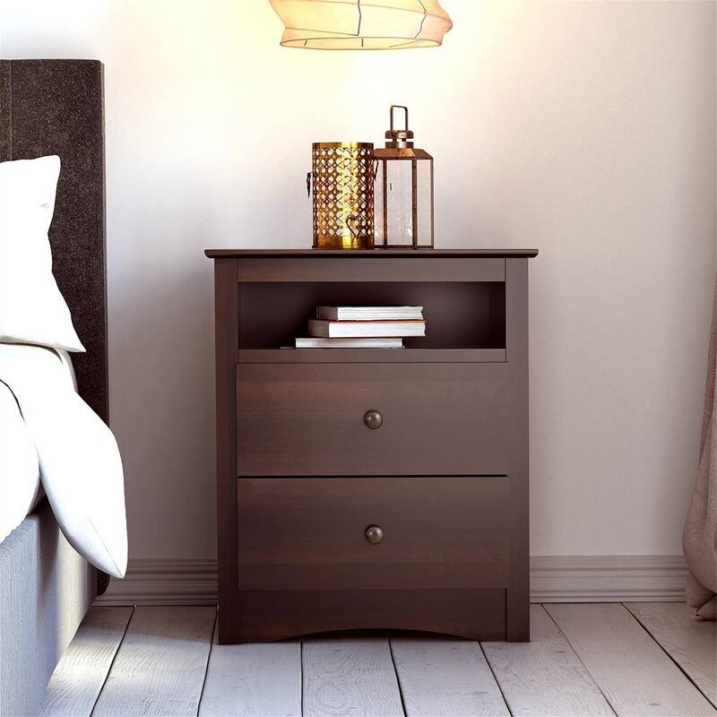 2 Drawer Nightstand Simple Black