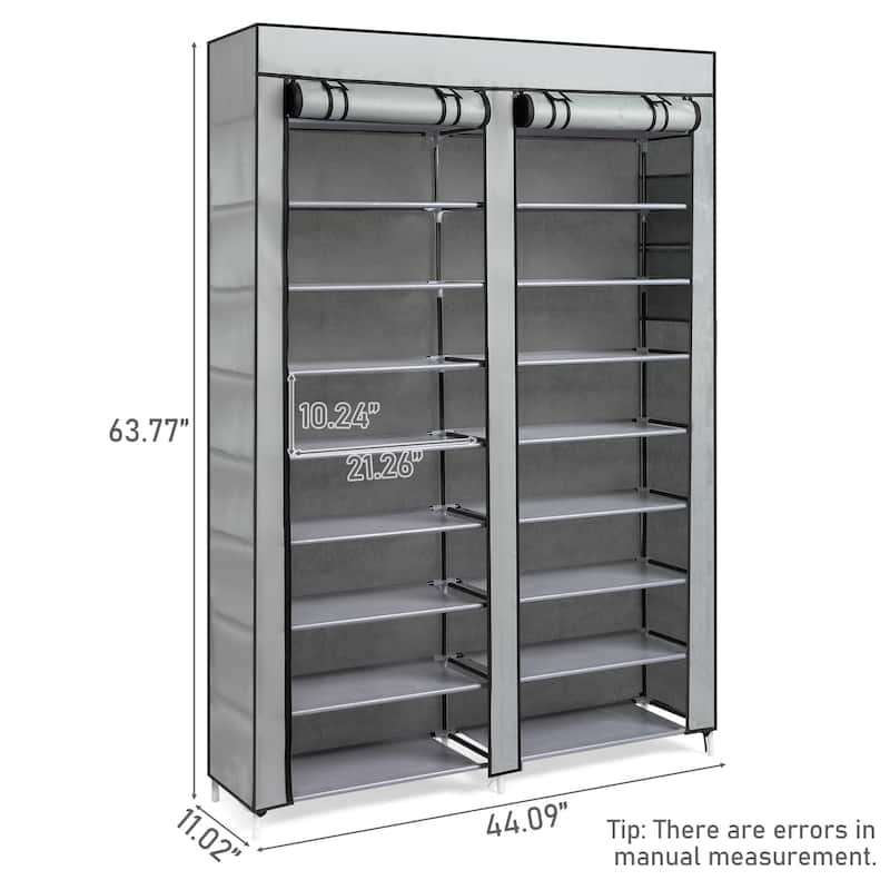 10-Tier Vertical Non-Woven Fabric Shoe Storage Rack with Iron Frame for Home Entryway - 45.25”W x 11.81”D x 62.99”H