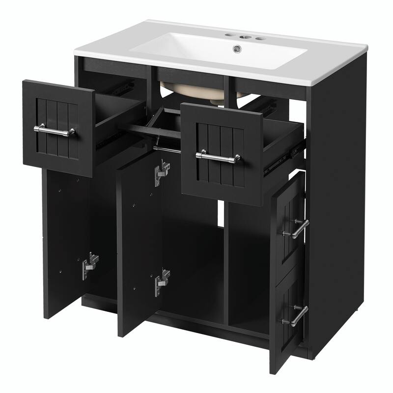 30-inch Bathroom Vanity with Undermount Sink, Soft-Close Doors & Tip-Out Drawer
