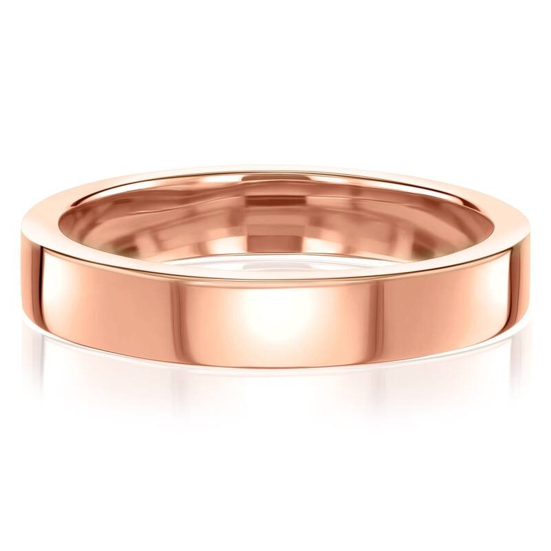 Kobelli 14k Solid Gold Plain 4mm Cigar Band Havana Ring - 10.5 - Rose