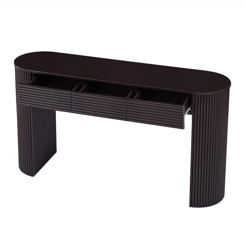 Christopher Knight Home - Maravelle MDF 3 Drawers Console Table with Round Slat Texture and Storage