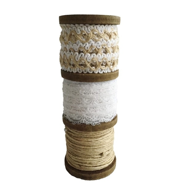 5.5" Brown and Beige Contemporary Roped Ribbon Spool - N/A