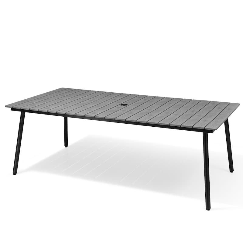 Pellebant Outdoor Rectangle Aluminum Dining Table with Umbrella Hole