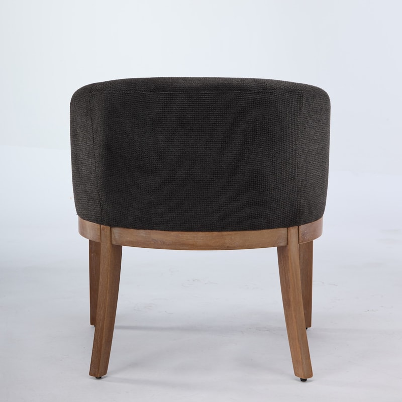 GDF Studio - Winslow Mid-Century Modern Barrel Dining Chair with Arms and Linen Upholstery