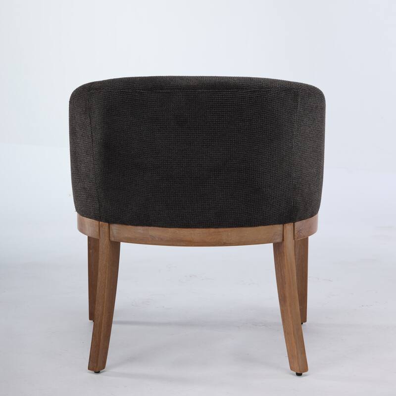 Modern 19" W Upholstered Barrel Dining Chairs with Arms, Farmhouse Linen Accent Chairs with Solid Wood Frame