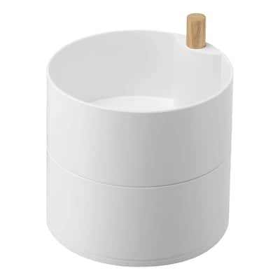 Yamazaki Home Open Top Stacked Jewelry Organizer - Two Sizes, Plastic and Wood, Large - L 5.71 x W 5.71 x H 6.1 inches