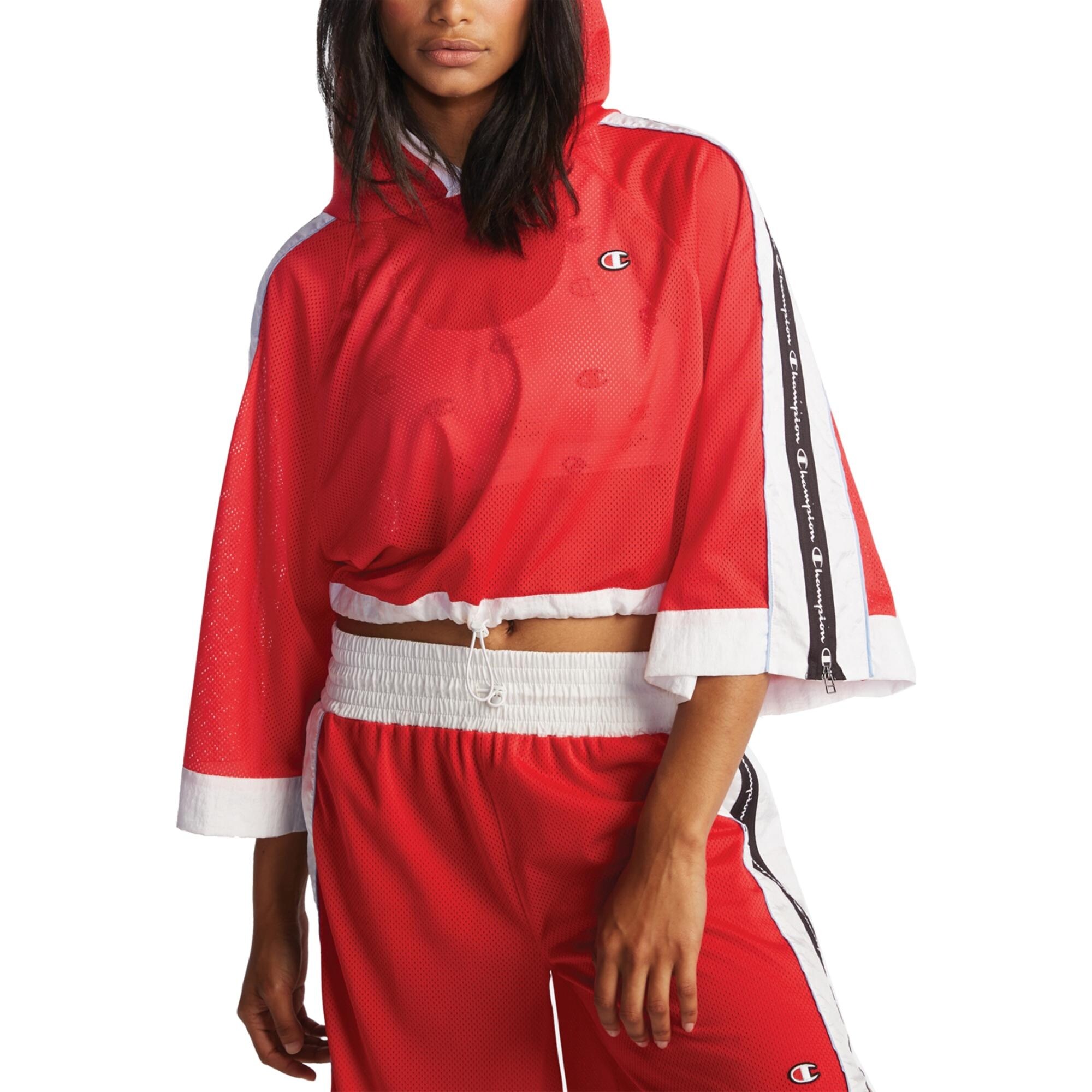 champion cropped hoodie red