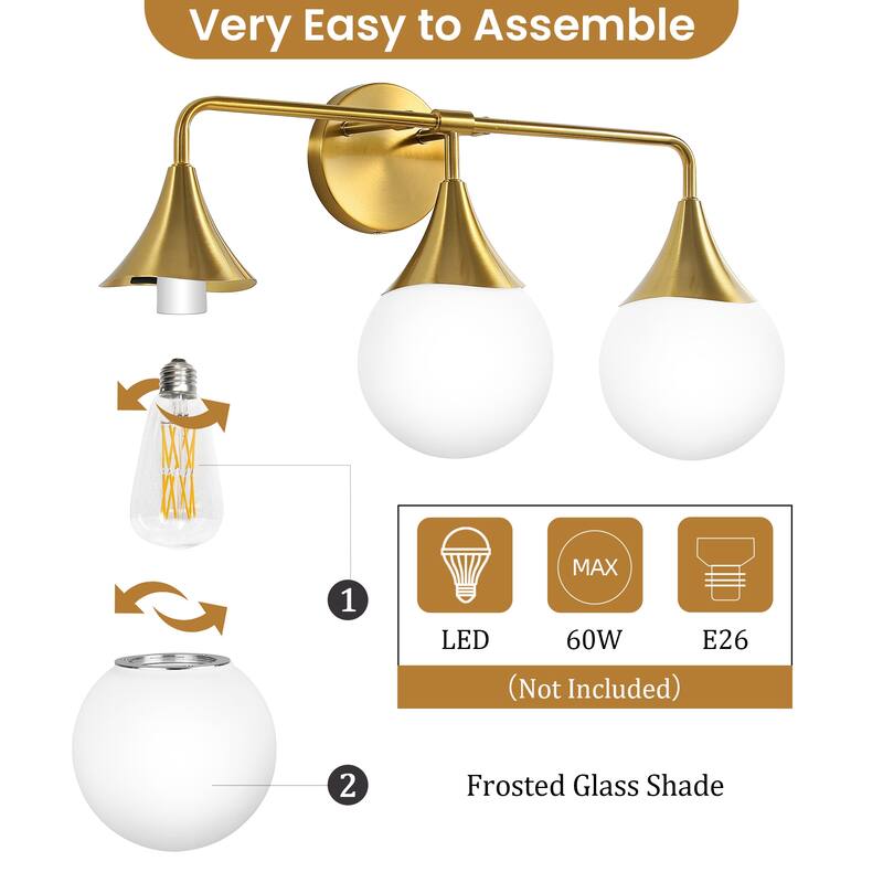 Dimmable Vanity Light with Clear Glass Shade