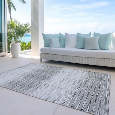 Machine Washable Indoor/ Outdoor Chantille Ombre Stripes Rug