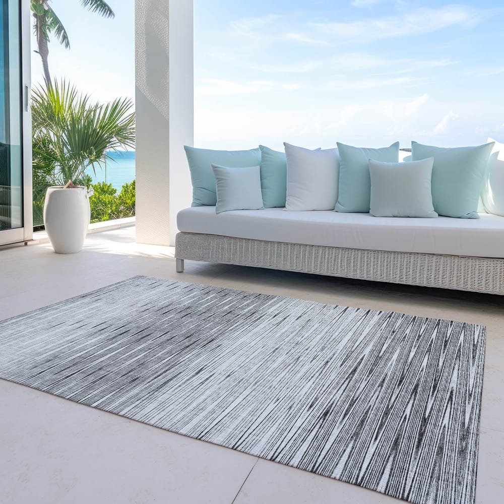 Machine Washable Indoor/ Outdoor Chantille Ombre Stripes Rug