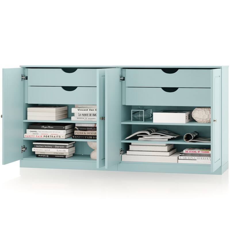 Palace Imports 100% Solid Wood 64" Sideboard with Solid Doors, 4-Drawers and Adjustable Shelves