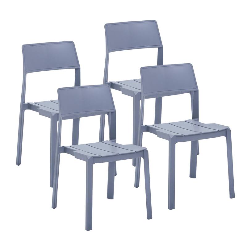 Porthos Home Brock Stackable Dining Chairs Set of 4, Overall Plastic - Grey
