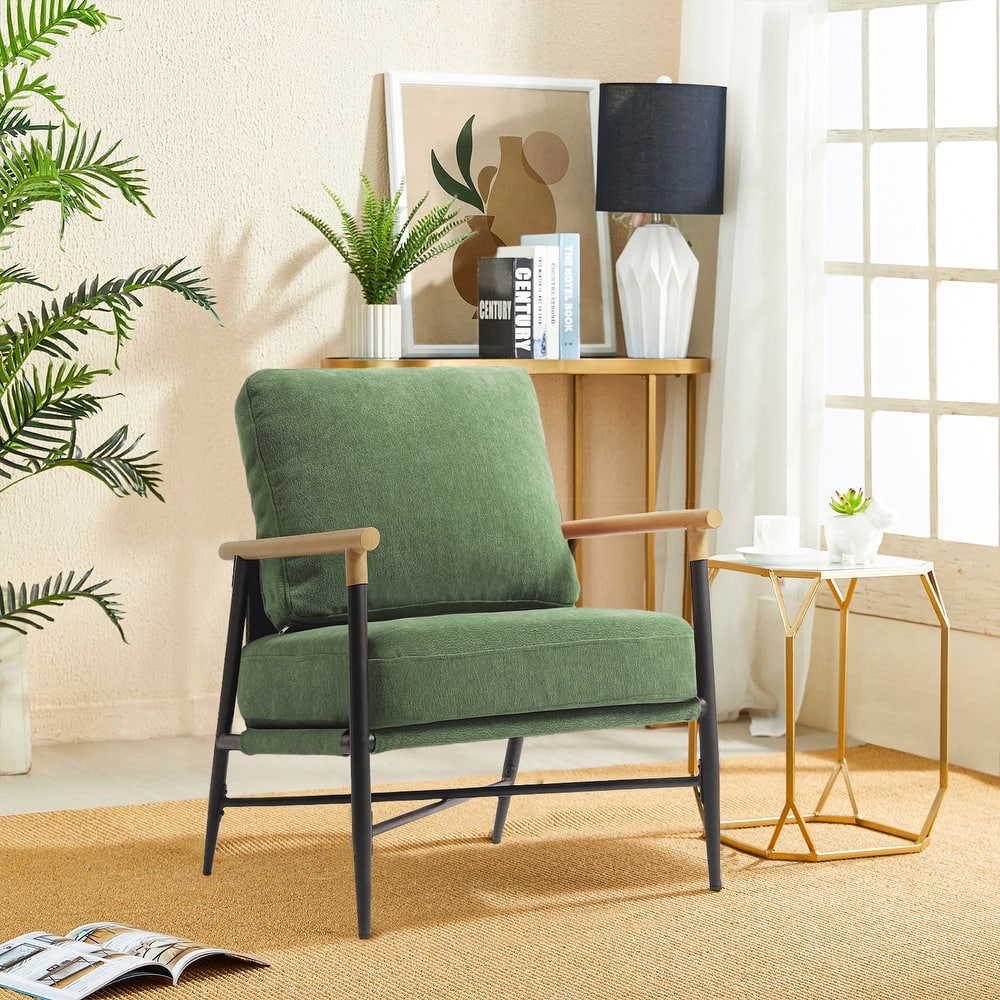 Anis 27'' W Vegan Leather/ Chenille X Base Metal Frame Accent Chair