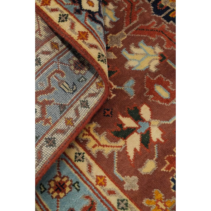 Hand-knotted Transitional Wool Carpet Orange Oushak Rug Floral Oriental Area Rug - 8' 8'' X 5' 8''