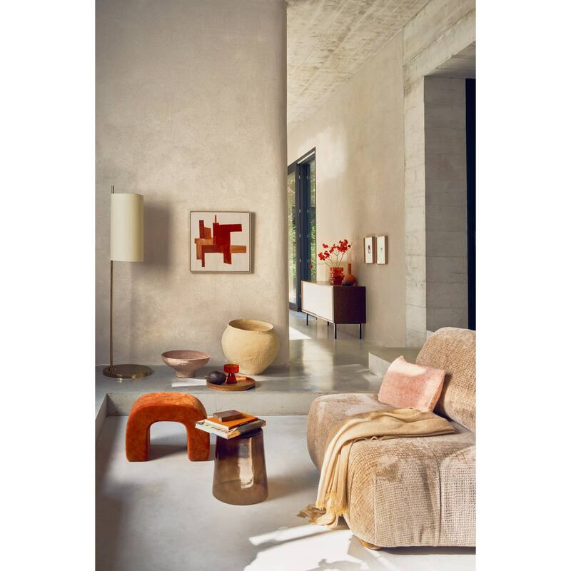 Velvet Arch Pouf Ottoman - 19.5" - Orange