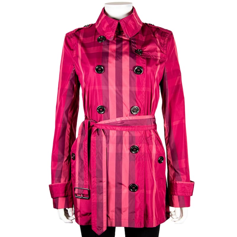 Burberry Pink Check Short Trench - 8